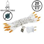 Non Connectable Amber/Orange White Wire Mini Lights 20 Light 8.5'
