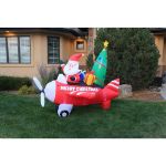 8' Inflatable Swirling Santa in Plane