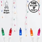 Multi 100 Light Icicle Lights White Wire Medium Drops