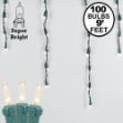 Clear 100 Light Icicle Lights Green Wire Medium Drops