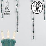 Clear 100 Light Icicle Lights Green Wire Medium Drops
