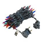 Multi Colored Christmas Mini Lights 50 Light on Black Wire 11 Feet Long