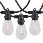 24 Warm White Plastic LED S14 Commercial Grade Light String Set on 48' of Black Wire Shatterproof