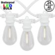 24 Warm White Plastic LED S14 Commercial Grade Light String Set on 48' of White Wire Shatterproof