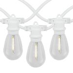24 Warm White Plastic LED S14 Commercial Grade Light String Set on 48' of White Wire Shatterproof
