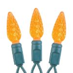 Amber 70 LED C6 Strawberry Mini Lights Commercial Grade on Green Wire