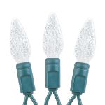 Pure White 70 LED C6 Strawberry Mini Lights Commercial Grade on Green Wire