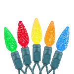 Multi 70 LED C6 Strawberry Mini Lights Commercial Grade on Green Wire