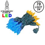 Orange and Blue 70 LED C6 Strawberry Mini Lights Commercial Grade Green Wire