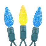 Yellow and Blue 70 LED C6 Strawberry Mini Lights Commercial Grade Green Wire