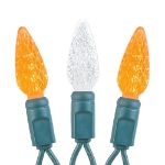 Orange and White 70 LED C6 Strawberry Mini Lights Commercial Grade Green Wire