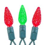 Red and Green 70 LED C6 Strawberry Mini Lights Commercial Grade Green Wire