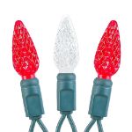 Red and White 70 LED C6 Strawberry Mini Lights Commercial Grade Green Wire