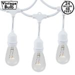 24 Clear S14 Commercial Grade Suspended Light String Set on 48' of White Wire 