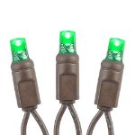 Commercial Grade Wide Angle 100 LED Green 34' Long on Brown Wire