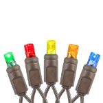 Commercial Grade Wide Angle 100 LED Multi 34' Long on Brown Wire