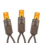 50 LED Amber LED Christmas Lights 11' Long on Brown Wire