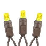 50 LED Yellow LED Christmas Lights 11' Long on Brown Wire