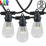24 LED S14 Warm White Commercial Grade Light String Set on 48' of Black Wire 