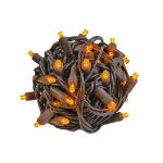 Commercial Grade Wide Angle 50 LED Amber 25' Long on Brown Wire