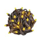 Commercial Grade Wide Angle 50 LED Yellow 25' Long on Brown Wire