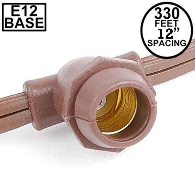 330' Brown Commercial Grade Stringer on Candelabra (e12) Base Sockets