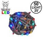 Commercial Grade Wide Angle 50 LED Multi 25' Long on Brown Wire