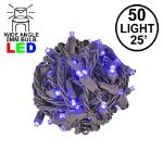 Commercial Grade Wide Angle 50 LED Purple 25' Long on Brown Wire