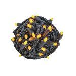Commercial Grade Wide Angle 50 LED Yellow 25' Long on Black Wire