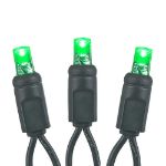 Commercial Grade Wide Angle 50 LED Green 25' Long on Black Wire