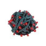 Commercial Grade Wide Angle 50 LED Red 25' Long on Green Wire