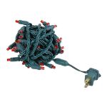 Commercial Grade Wide Angle 50 LED Red 25' Long on Green Wire
