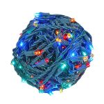 Commercial Grade Wide Angle 100 LED Multi 50' Long on Green Wire