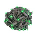 Commercial Grade Wide Angle 100 LED Green 34' Long on Brown Wire