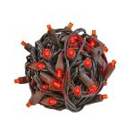Commercial Grade Wide Angle 100 LED Red 50' Long on Brown Wire
