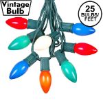 C9 25 Light String Set - Ceramic Assorted Bulbs - Green Wire