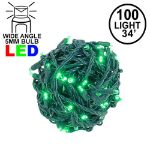 Coaxial 100 LED Green 4" Spacing Green Wire