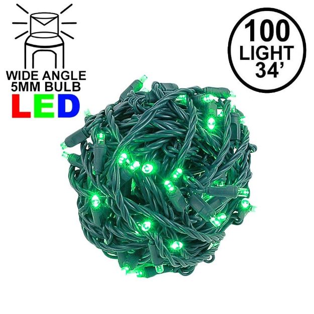 Coaxial 100 LED Green 4" Spacing Green Wire