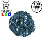 Coaxial 100 LED Pure White 4" Spacing Green Wire