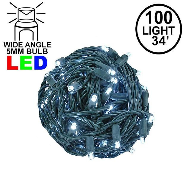 Coaxial 100 LED Pure White 4" Spacing Green Wire