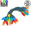 25 Multi-Colored Ceramic LED C9 Pre-Lamped String Lights Green Wire