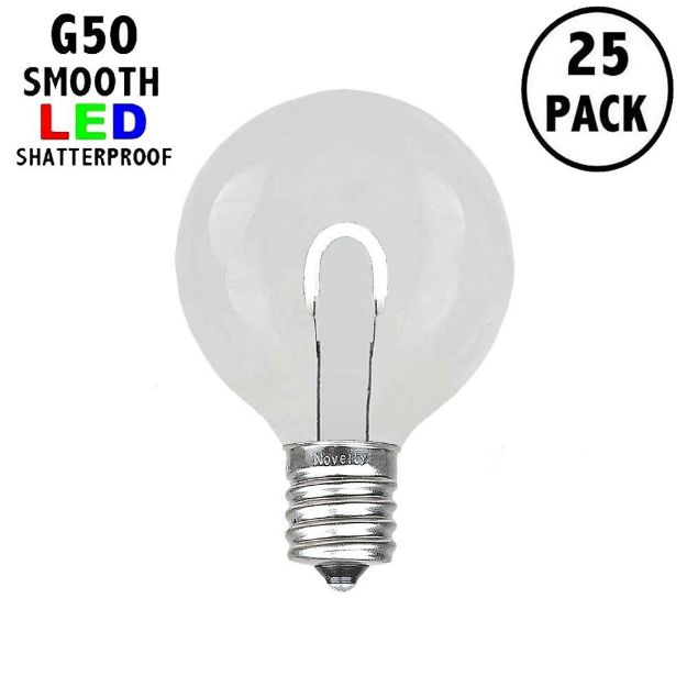 Pure White G50 U-Shaped LED Plastic Flex Filament Replacement Bulbs 25 Pack