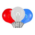 Red/White/Blue G50 U-Shaped LED Plastic Flex Filament Replacement Bulbs 25 Pack