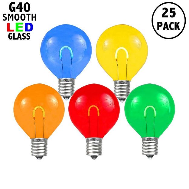 Multi Colored G40 U-Shaped LED Glass Flex Filament Replacement Bulbs 25 Pack