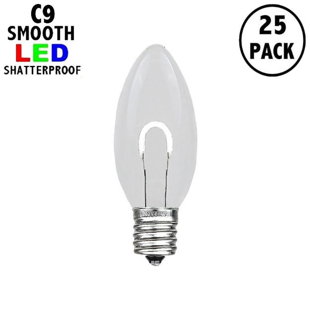 Pure White C9 U-Shaped LED Plastic Flex Filament Replacement Bulbs 25 Pack 
