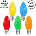 Multi C9 U-Shaped LED Plastic Flex Filament Replacement Bulbs 25 Pack 