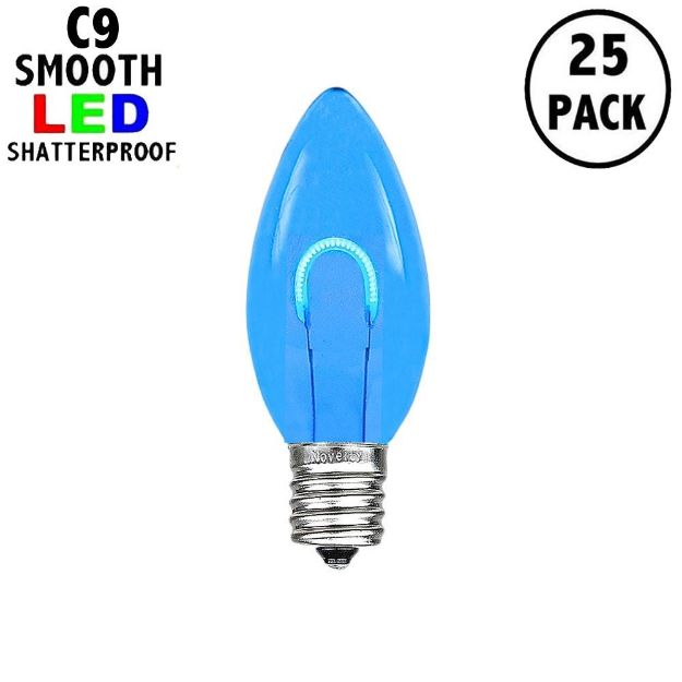 Blue C9 U-Shaped LED Plastic Flex Filament Replacement Bulbs 25 Pack 