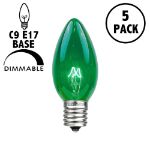 Green Transparent C9 7 Watt Replacement Bulbs 5 Pack