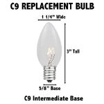 Red Transparent C9 7 Watt Replacement Bulbs 5 Pack