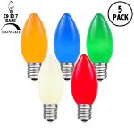 Assorted Ceramic Opaque C9 7 Watt Bulbs 5 Pack